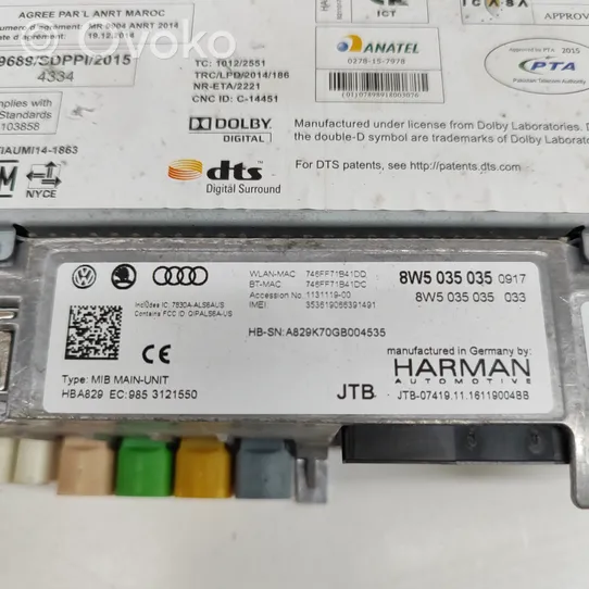 Audi A5 Radio / CD/DVD atskaņotājs / navigācija 8W5035035