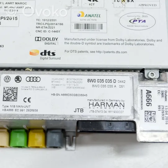 Audi A4 S4 B9 Radija/ CD/DVD grotuvas/ navigacija 8W0035035D