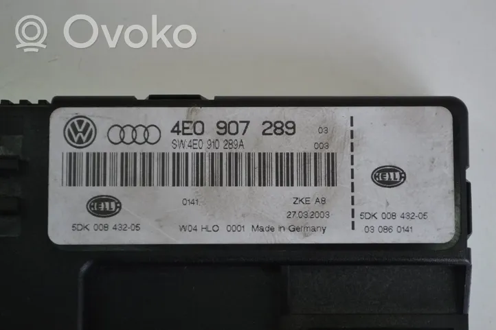 Audi A8 S8 D3 4E Modulo di controllo del corpo centrale 4E0907289