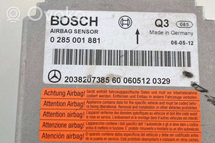 Mercedes-Benz CLC CL203 Centralina/modulo airbag 0285001881