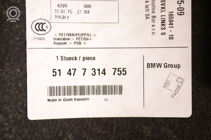 BMW i3 Rivestimento pannello inferiore del bagagliaio/baule 51477314755