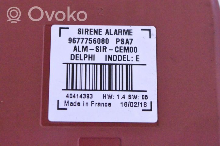 Peugeot 3008 II Alarmes antivol sirène 9677756080