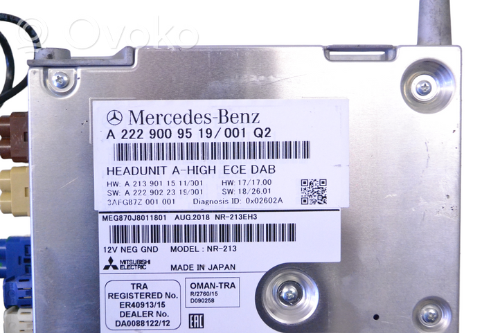 Mercedes-Benz E W213 GPS-navigaation ohjainlaite/moduuli A2229009519