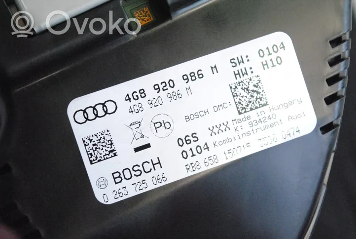 Audi A6 S6 C7 4G Tachimetro (quadro strumenti) 4G8920986M