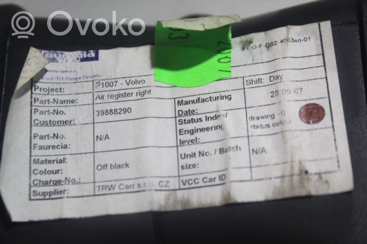 Volvo C30 Copertura griglia di ventilazione laterale cruscotto 39888290