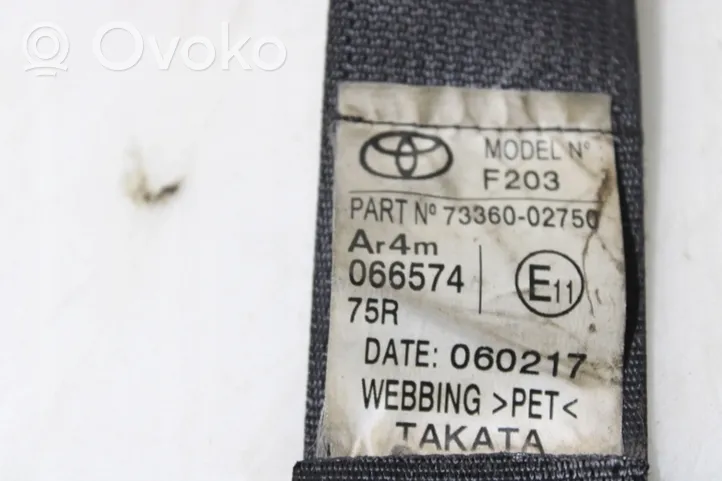 Toyota Auris E180 Takaistuimen turvavyö 