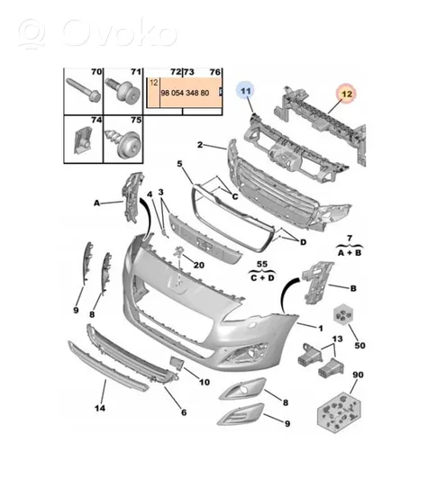Peugeot 5008 Renfort de pare-chocs avant 9805434880