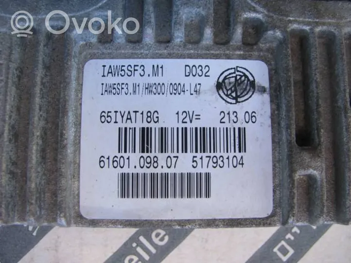 Fiat Grande Punto Moottorinohjausyksikön sarja ja lukkosarja 51793104