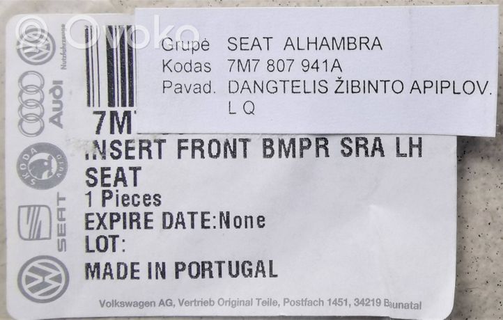Seat Alhambra (Mk1) Ajovalonpesimen pesusuuttimen kansi/suoja 7M7807941A
