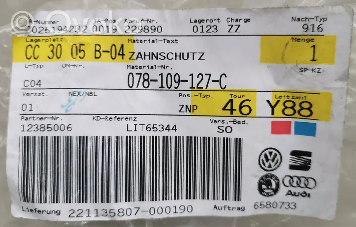 Audi A6 S6 C5 4B Osłona paska / łańcucha rozrządu 078109127C