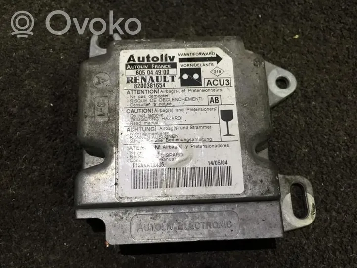 Renault Kangoo I Module de contrôle airbag 8200381654