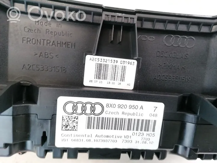 Audi A1 Compteur de vitesse tableau de bord 8X0920950A