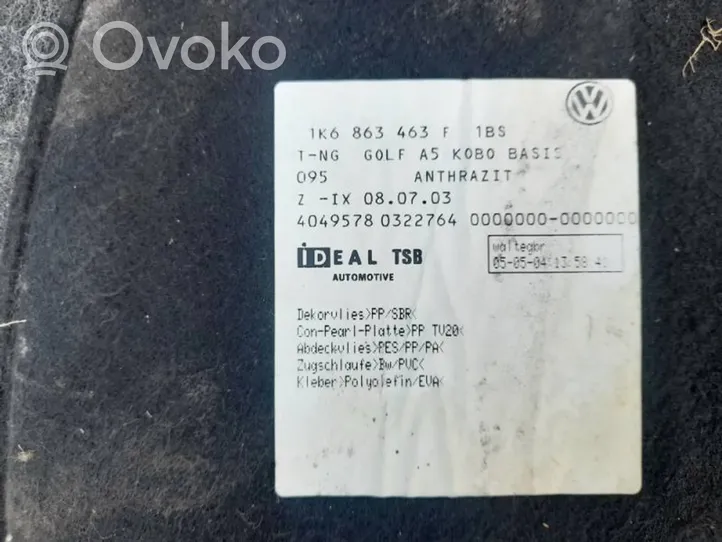 Volkswagen Golf V Tavaratilan pohjan tekstiilimatto 1k6863463f