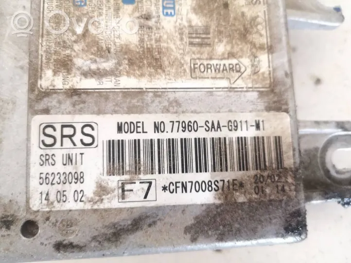 Honda Jazz Sterownik / Moduł Airbag 77960saag911m1