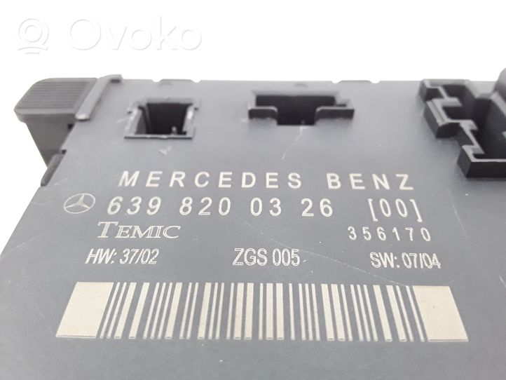 Mercedes-Benz Vito Viano W639 Oven ohjainlaite/moduuli 6398200326