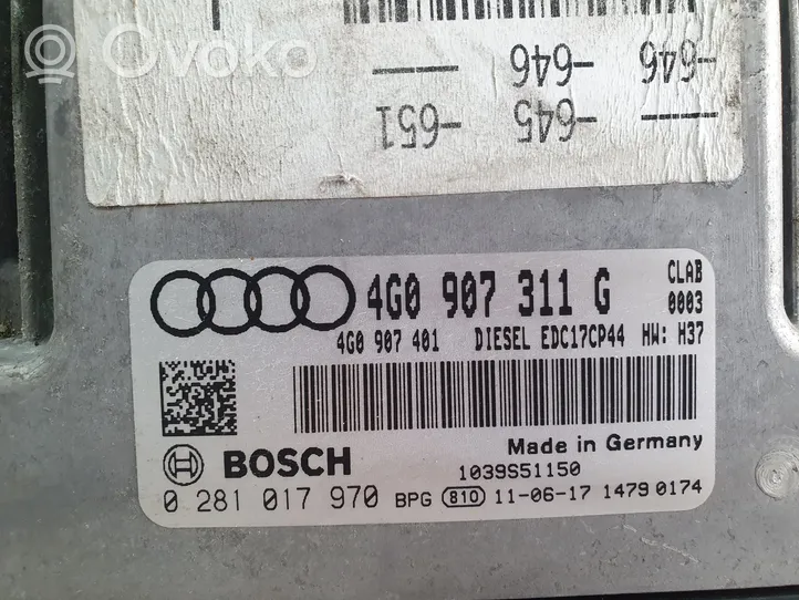 Audi A6 S6 C7 4G Moottorinohjausyksikön sarja ja lukkosarja 4G0907311G