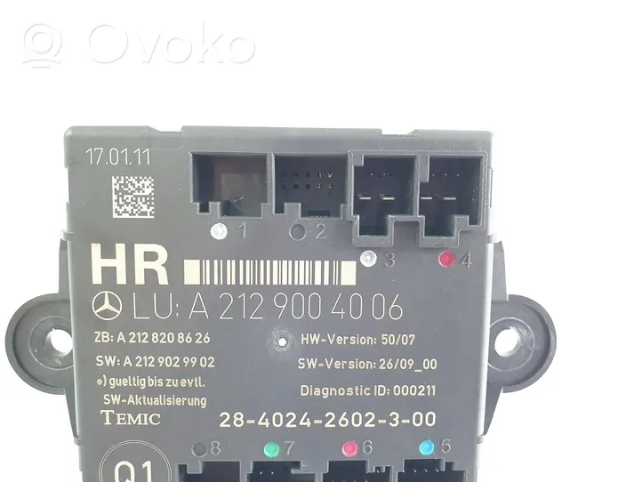 Mercedes-Benz E W212 Oven ohjainlaite/moduuli A2129004006