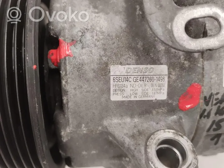 Toyota Verso Compressore aria condizionata (A/C) (pompa) 447260-1496