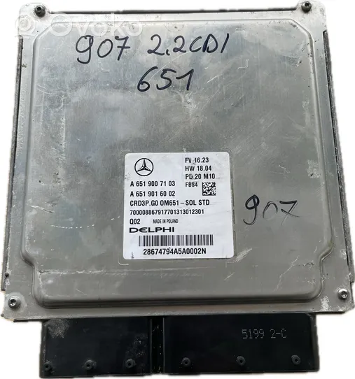 Mercedes-Benz Sprinter W907 W910 Komputer / Sterownik ECU i komplet kluczy A6519007103