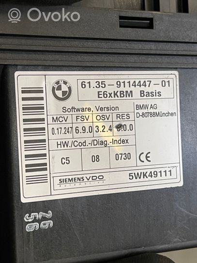 BMW 5 E60 E61 Katvealueen valvonnan ohjainlaite (BSM) 9114447