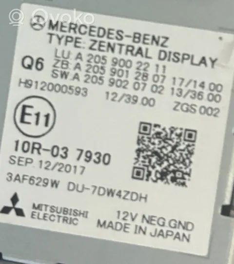 Mercedes-Benz C W205 Äänentoistojärjestelmäsarja A2059002211
