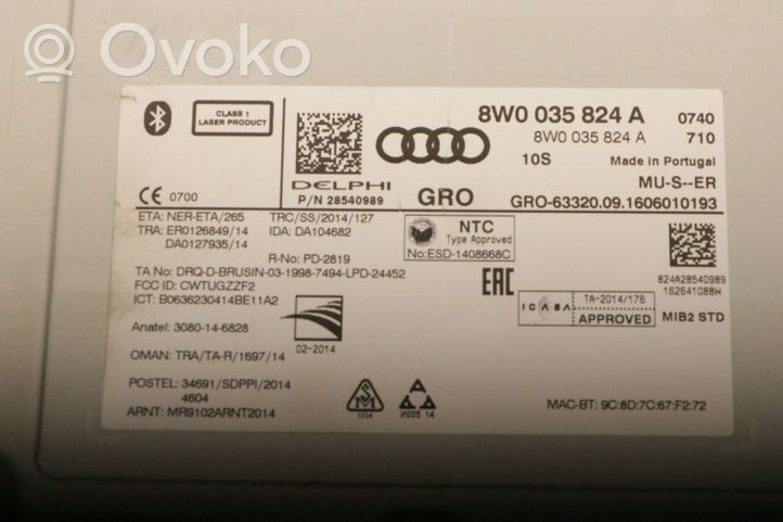 Audi A4 S4 B8 8K Panel / Radioodtwarzacz CD/DVD/GPS 8W0035824