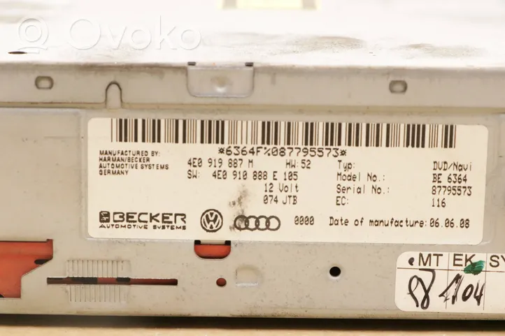 Audi A6 S6 C6 4F Stacja multimedialna GPS / CD / DVD 4E0919887M