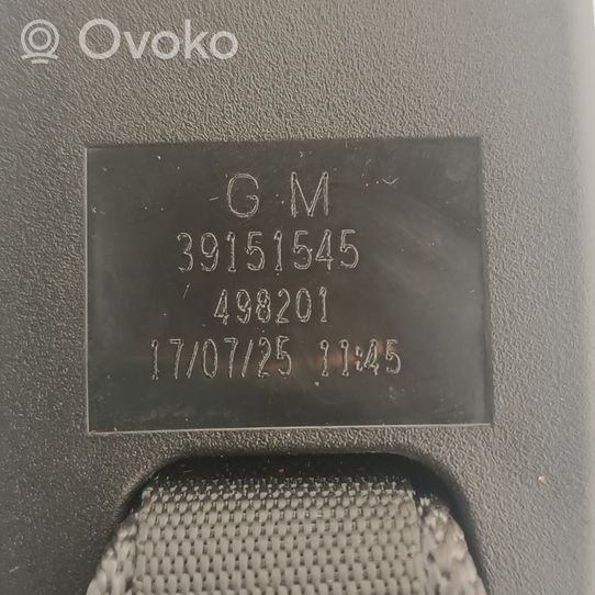 Opel Insignia B Klamra środkowego pasa bezpieczeństwa fotela tylnego 39151545