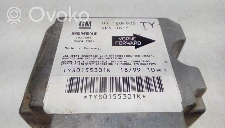 Opel Vectra B Sterownik / Moduł Airbag 09180800TY