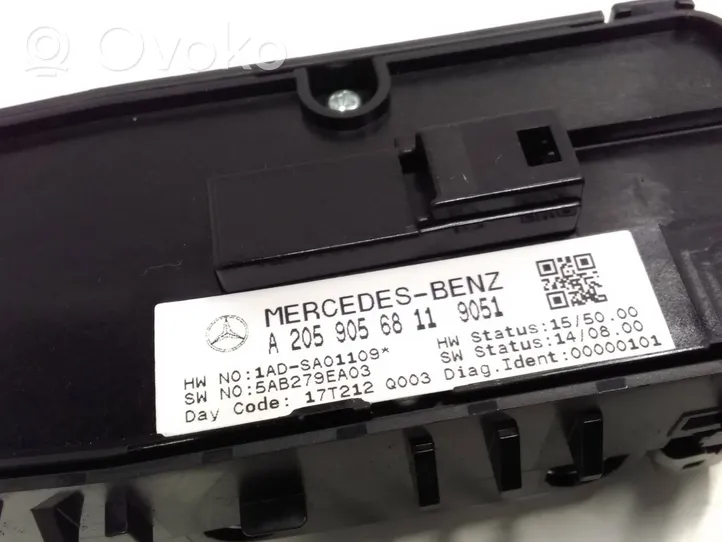 Mercedes-Benz GLC C253 Interruttore di controllo dell’alzacristalli elettrico A2059056811