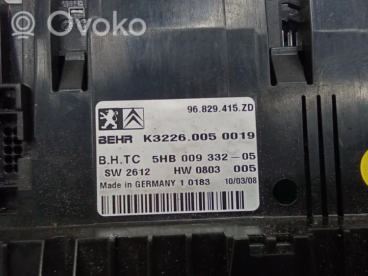 Citroen C5 Gaisa kondicioniera / klimata kontroles / salona apsildes vadības bloks (salonā) 96829415ZD