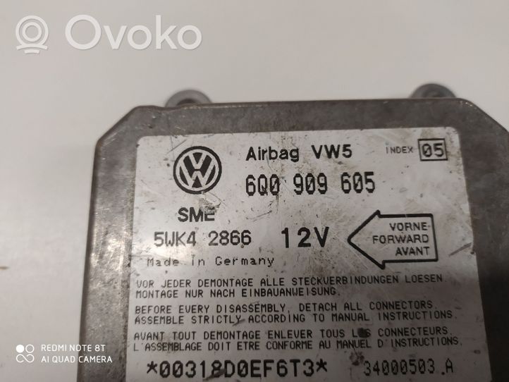 Volkswagen Sharan Oro pagalvių valdymo blokas 6Q0909605