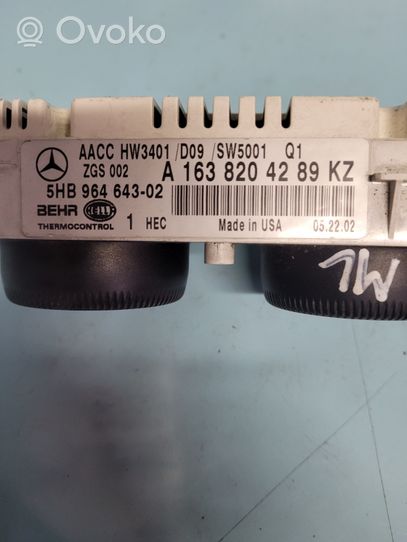 Mercedes-Benz ML W163 Ilmastoinnin ohjainlaite A1638204289