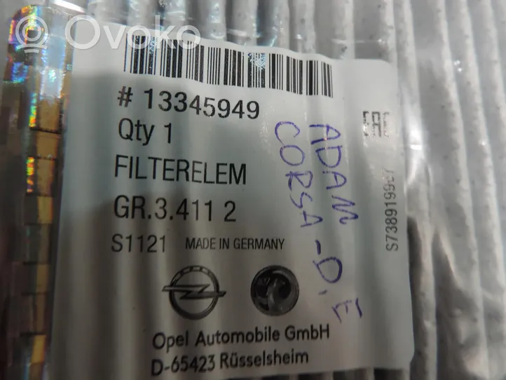 Opel Corsa E Ohjaamon sisäilman mikrosuodatin 13345949