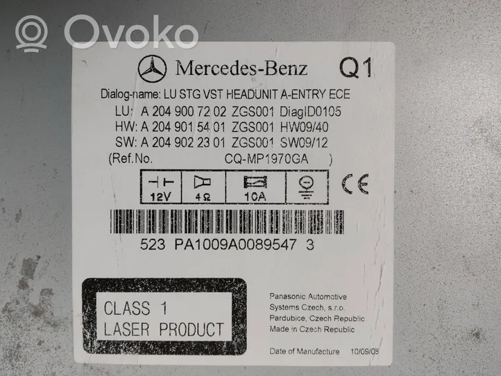 Mercedes-Benz C W204 Radio/CD/DVD/GPS head unit A2049007202