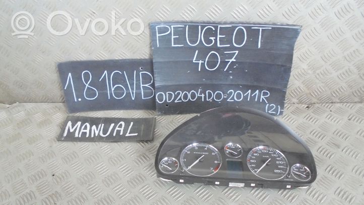 Peugeot 407 Compteur de vitesse tableau de bord 9658138080