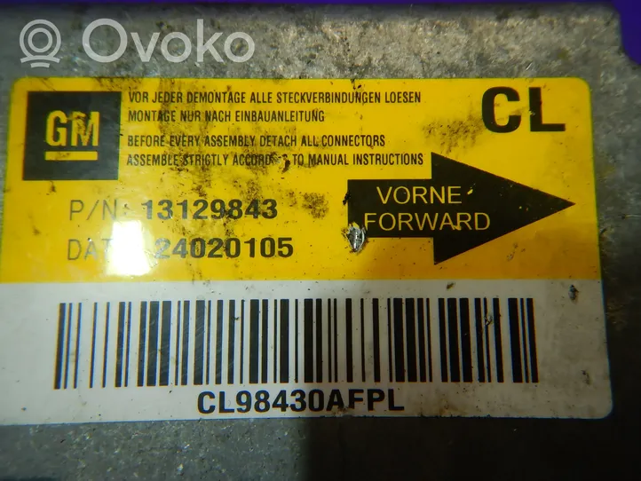 Opel Vectra C Oro pagalvių valdymo blokas 13129843