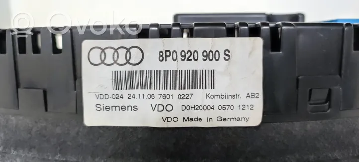 Audi A3 S3 8P Tachimetro (quadro strumenti) 8P0920900S