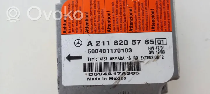 Mercedes-Benz E W211 Turvatyynyn ohjainlaite/moduuli A2118205785