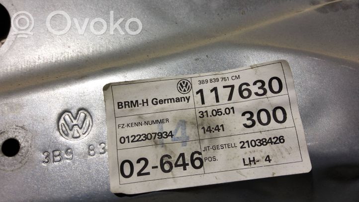 Volkswagen PASSAT B5.5 Takaikkunan nostomekanismi ilman moottoria 3B9839751CM