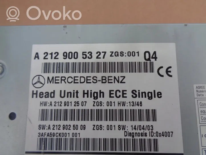 Mercedes-Benz E W212 Radio/CD/DVD/GPS-pääyksikkö A2129005327