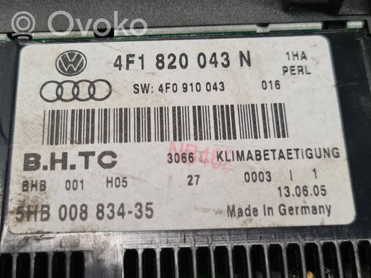 Audi A6 S6 C6 4F Oro kondicionieriaus/ klimato/ pečiuko valdymo blokas (salone) 4F1820043N