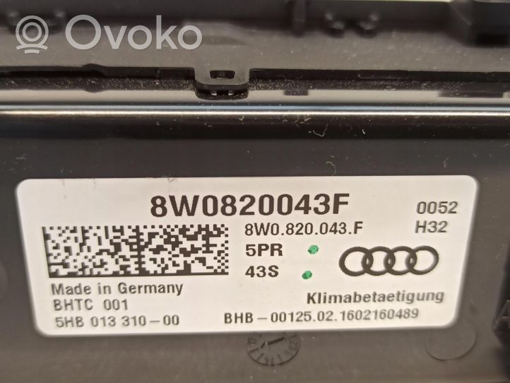 Audi A4 S4 B9 8W Ilmastoinnin ohjainlaite 8W0820043F