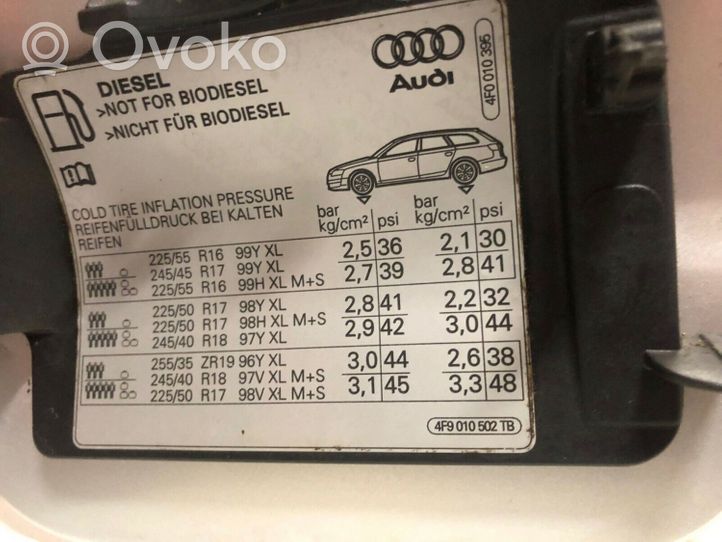 Audi A6 S6 C6 4F Polttoainesäiliön korkki 4F9010502TB