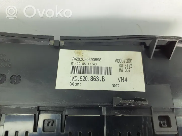 Volkswagen Golf V Tachimetro (quadro strumenti) 1K0920863B