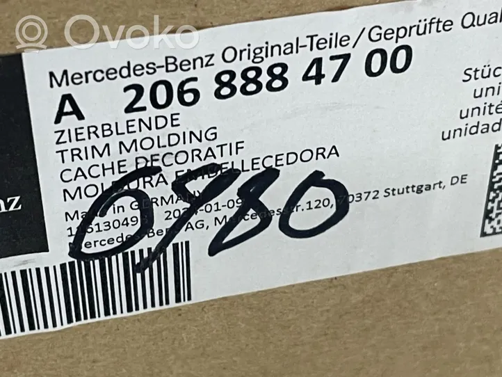 Mercedes-Benz C W206 Rejilla superior del radiador del parachoques delantero A2068883800