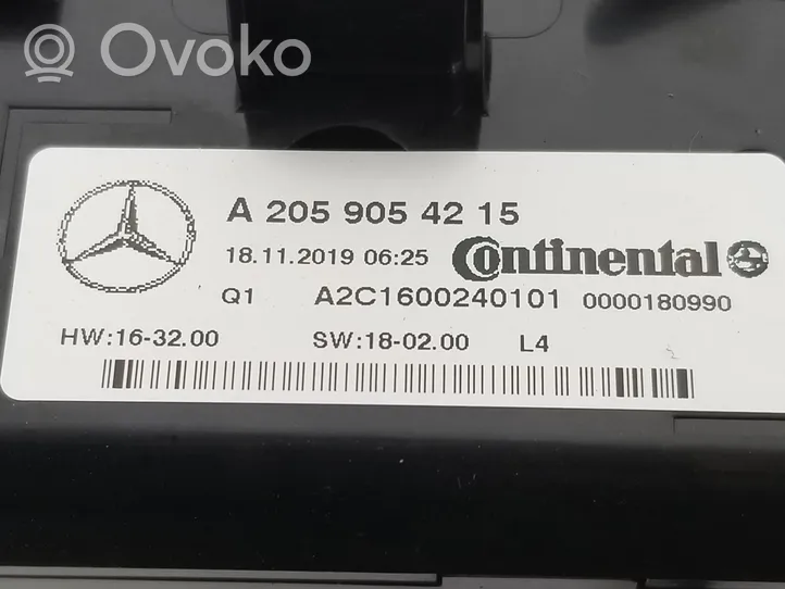 Mercedes-Benz GLC C253 Ilmastoinnin ohjainlaite A2059054215