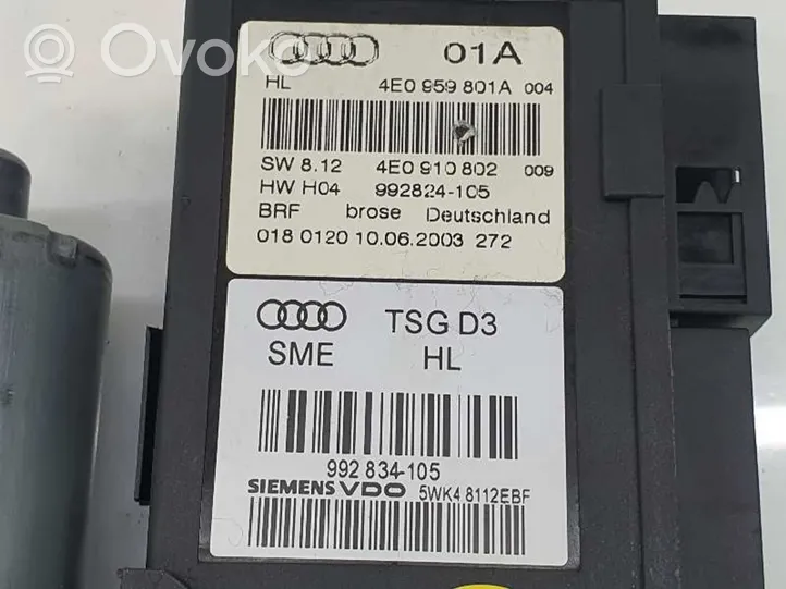 Audi A8 S8 D5 Silniczek podnoszenia szyby drzwi tylnych 4E0959801A