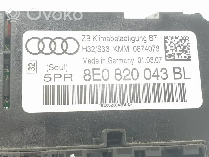 Audi A4 S4 B7 8E 8H Centralina del climatizzatore 8E0820043BL