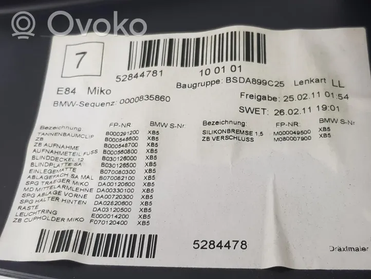 BMW X1 E84 Podłokietnik tunelu środkowego 52844781